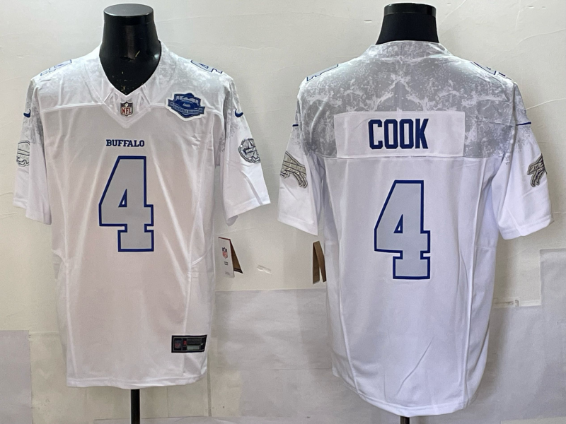 Men Buffalo Bills #4 Cook Nike White 2025 Rivalries Collection Limited NFL Jersey 004